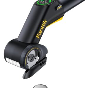 Fanttik C10 Pro BowGuide Electric Cardboard Cutter, Cordless Scissors with LED Display, 2-Speed Adjustable, Rechargeable Powerful Rotary Box Cutter with 2 Blades for Fabric, Carpet, Leather, Cardboard
